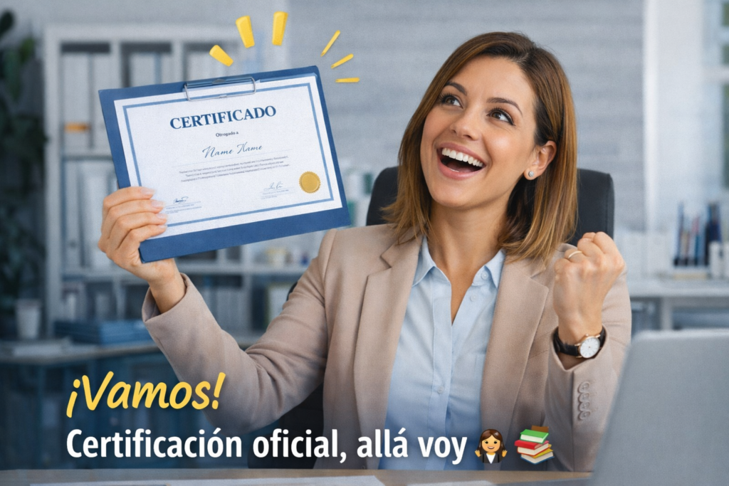 Persona feliz por certificarse