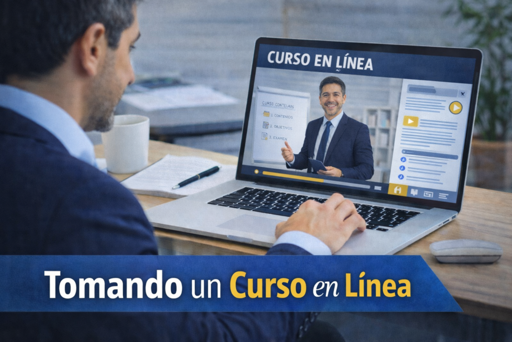 Persona tomando un curso en línea